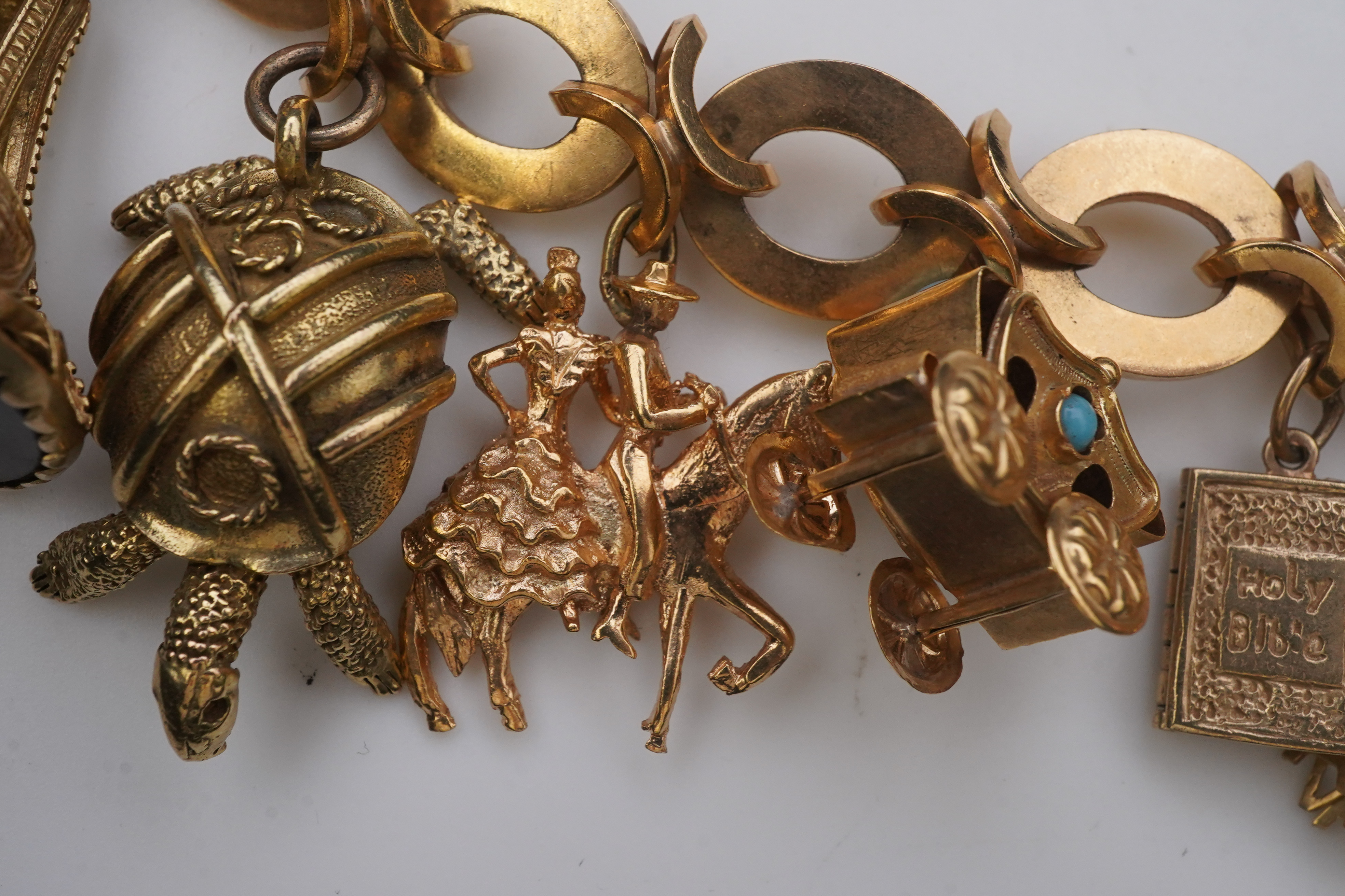 A gold charm bracelet